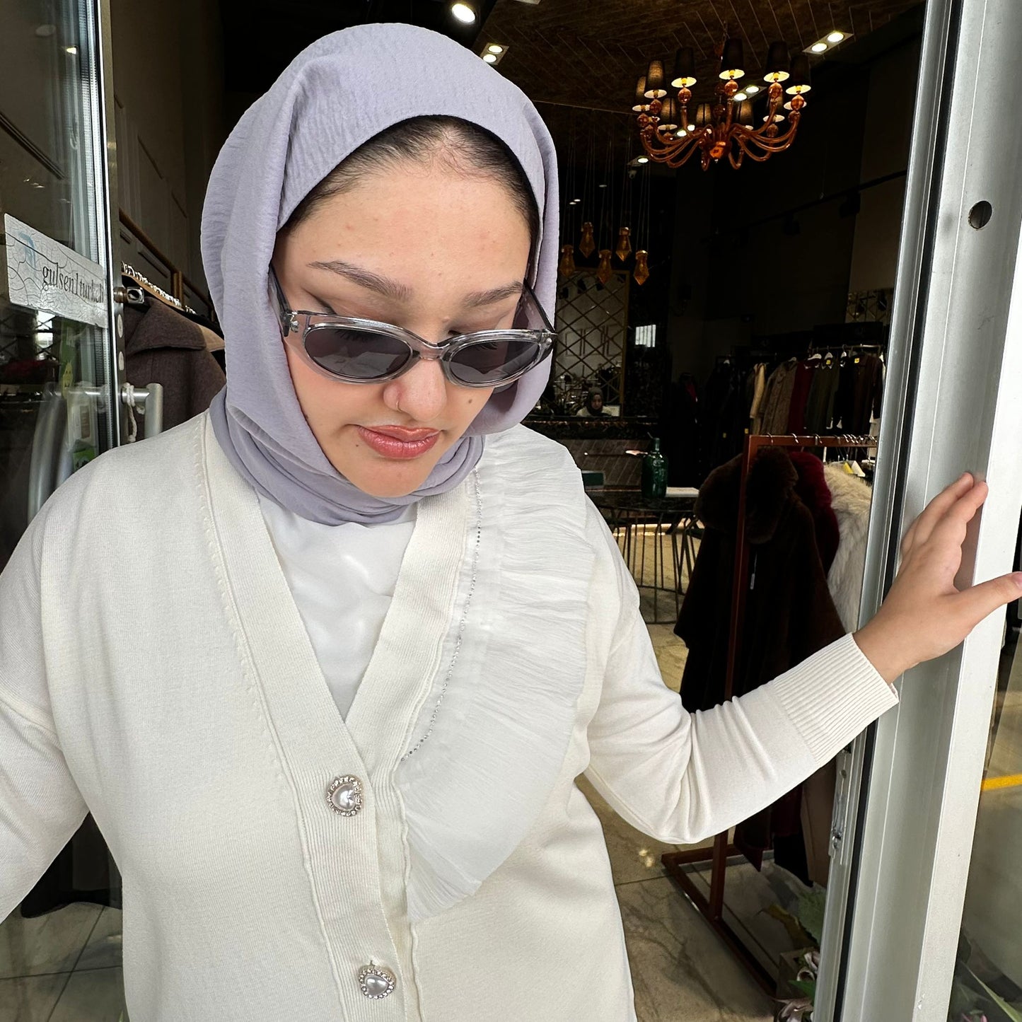 Yaka Fırfır Detay Merserize Hırka