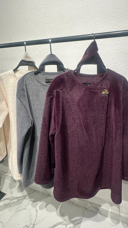 Tay Tüyü Yandan Kapama Astarlı Kaban