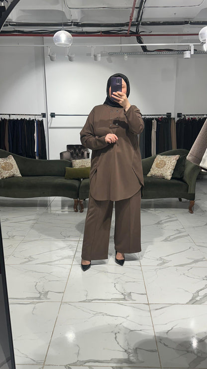 Yanı Kapaklı Ön Düğme Detay Pantolon Takım