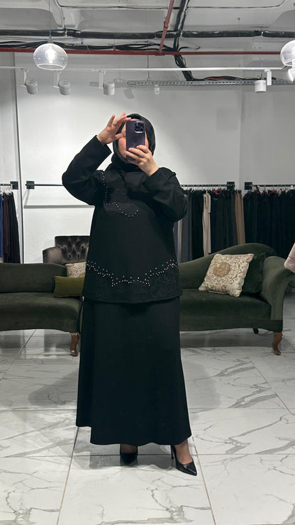 Boncuk İşlemeli Oysho Kumaş  Etekli Takım