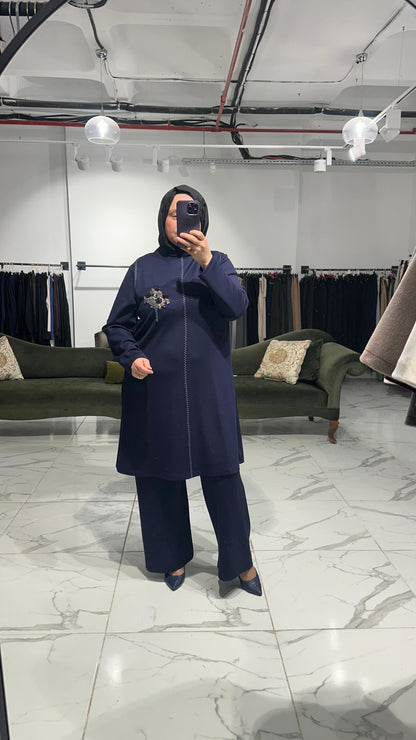 Oysho Kumaş Spor Dikişli Boncuk İşlemeli PantolonluTakım