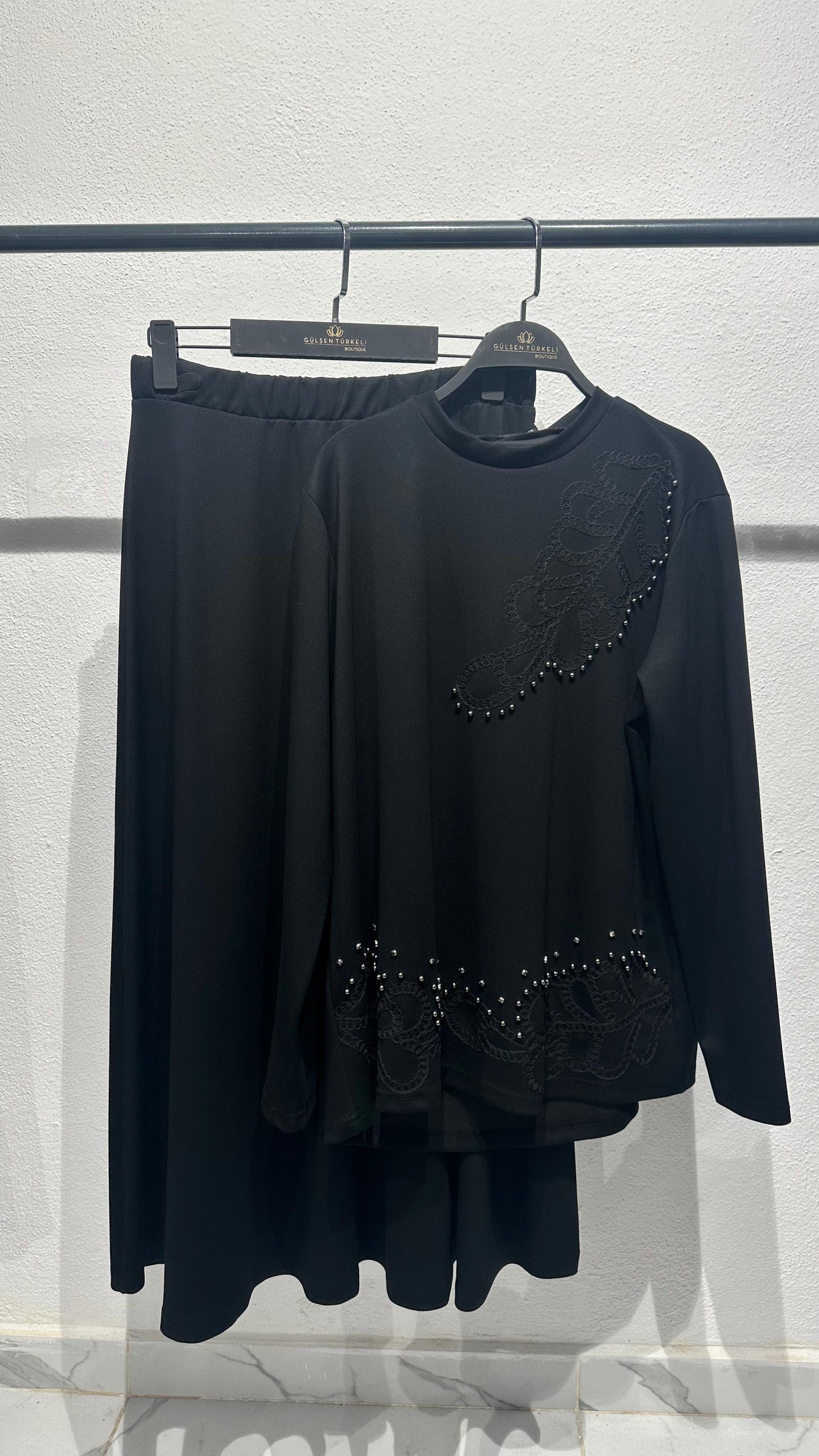 Boncuk İşlemeli Oysho Kumaş  Etekli Takım