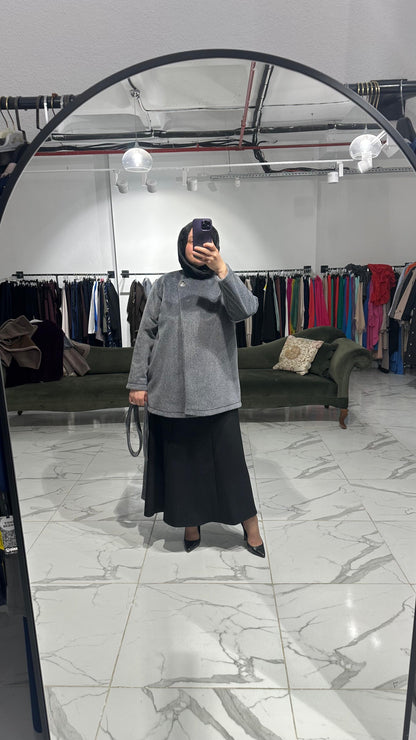 Tay Tüyü Yandan Kapama Astarlı Kaban