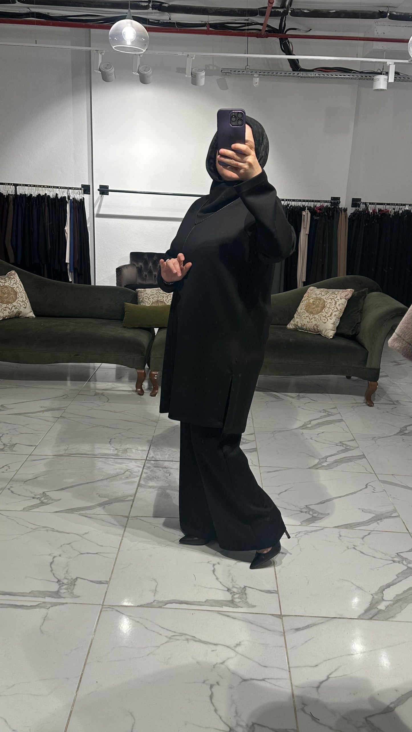 Üç İplik Dokuma Yaka Detay Garnili Pantolon Takım