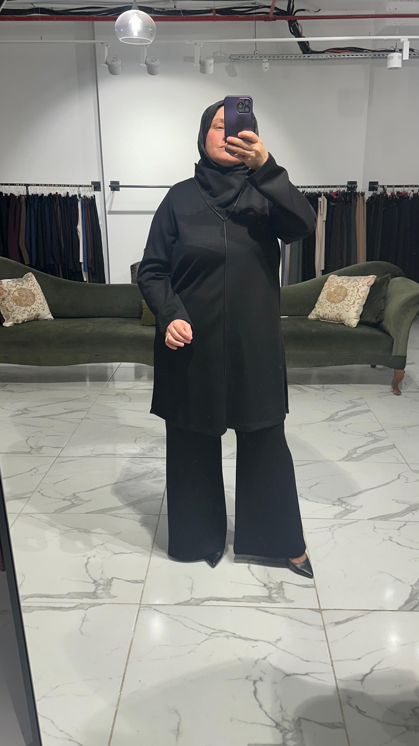 Üç İplik Dokuma Yaka Detay Garnili Pantolon Takım