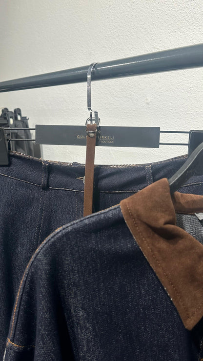 Likralı Jean Kumaş Etekli Takım