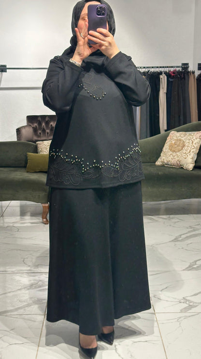 Boncuk İşlemeli Oysho Kumaş  Etekli Takım