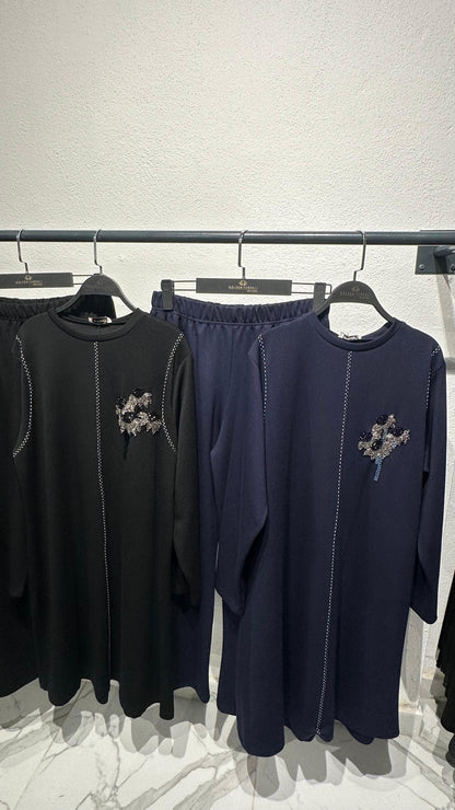 Oysho Kumaş Spor Dikişli Boncuk İşlemeli PantolonluTakım