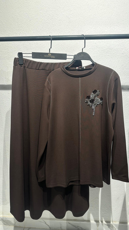 Oysho Kumaş Spor Dikişli Boncuk İşlemeli Takım