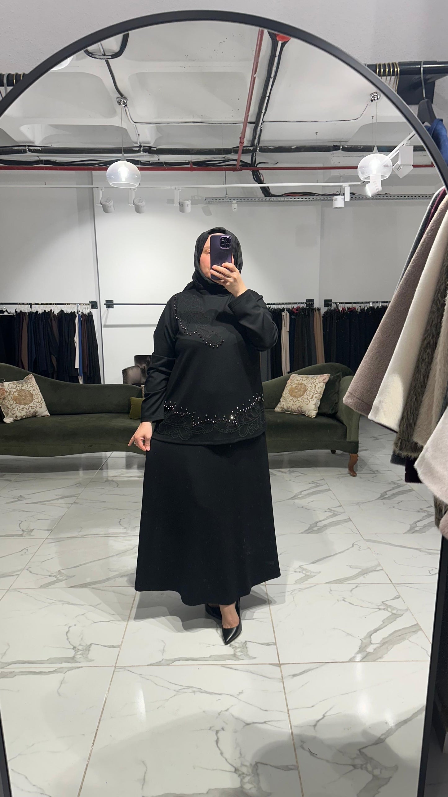 Boncuk İşlemeli Oysho Kumaş  Etekli Takım