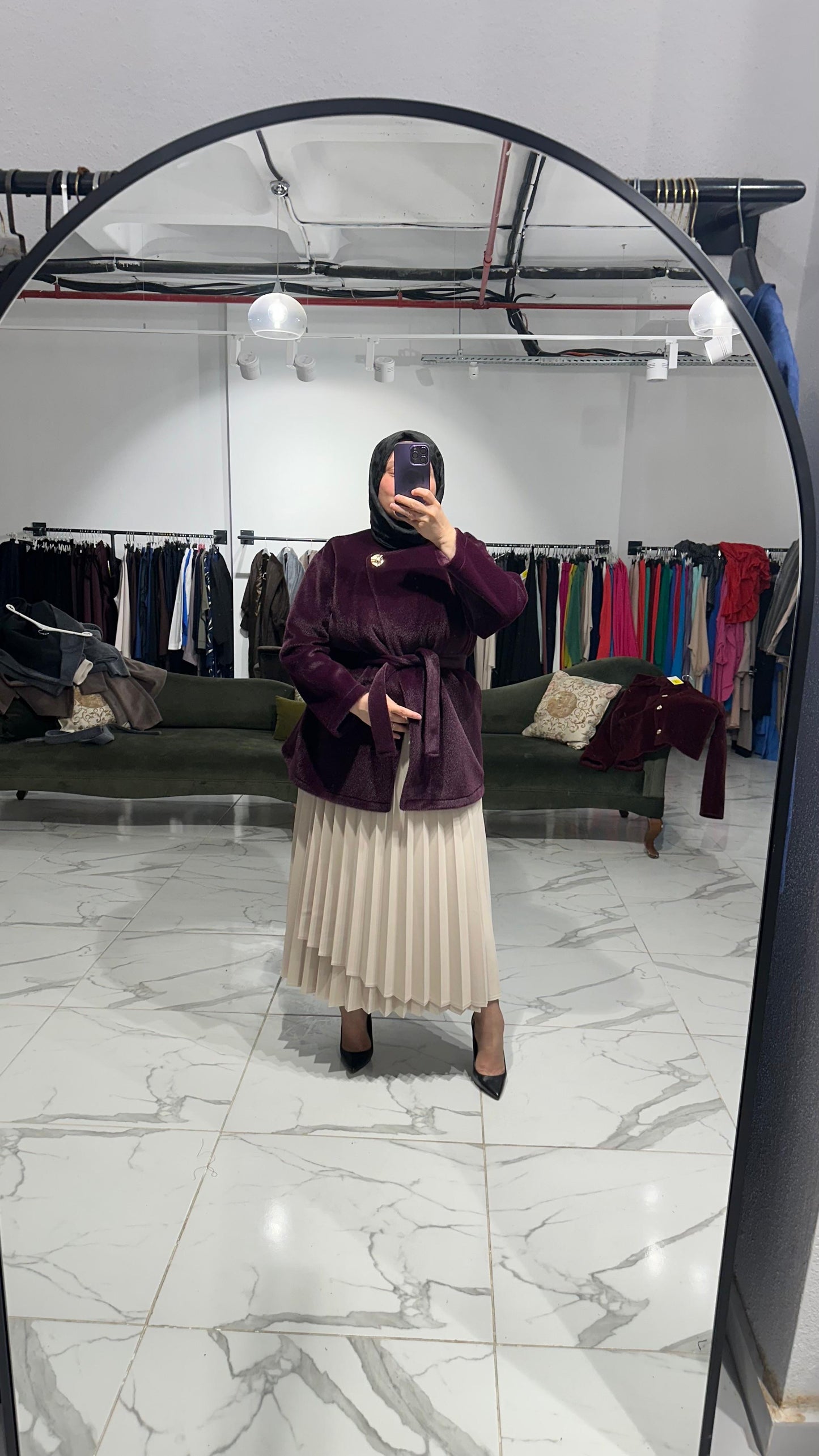 Tay Tüyü Yandan Kapama Astarlı Kaban