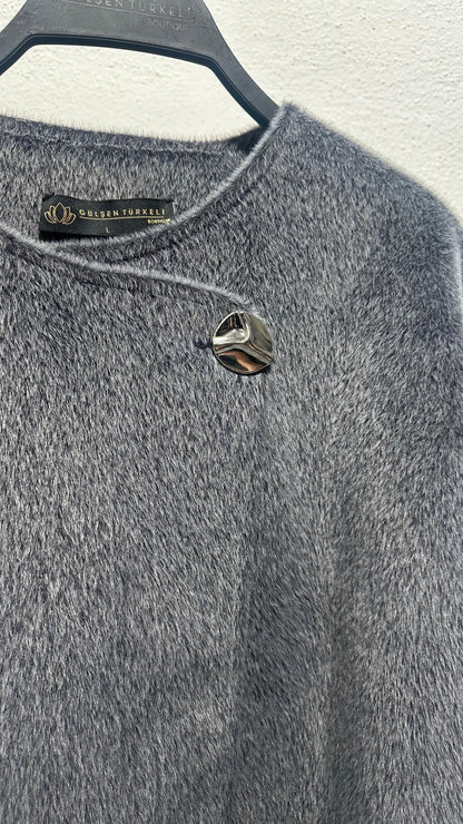 Tay Tüyü Yandan Kapama Astarlı Kaban