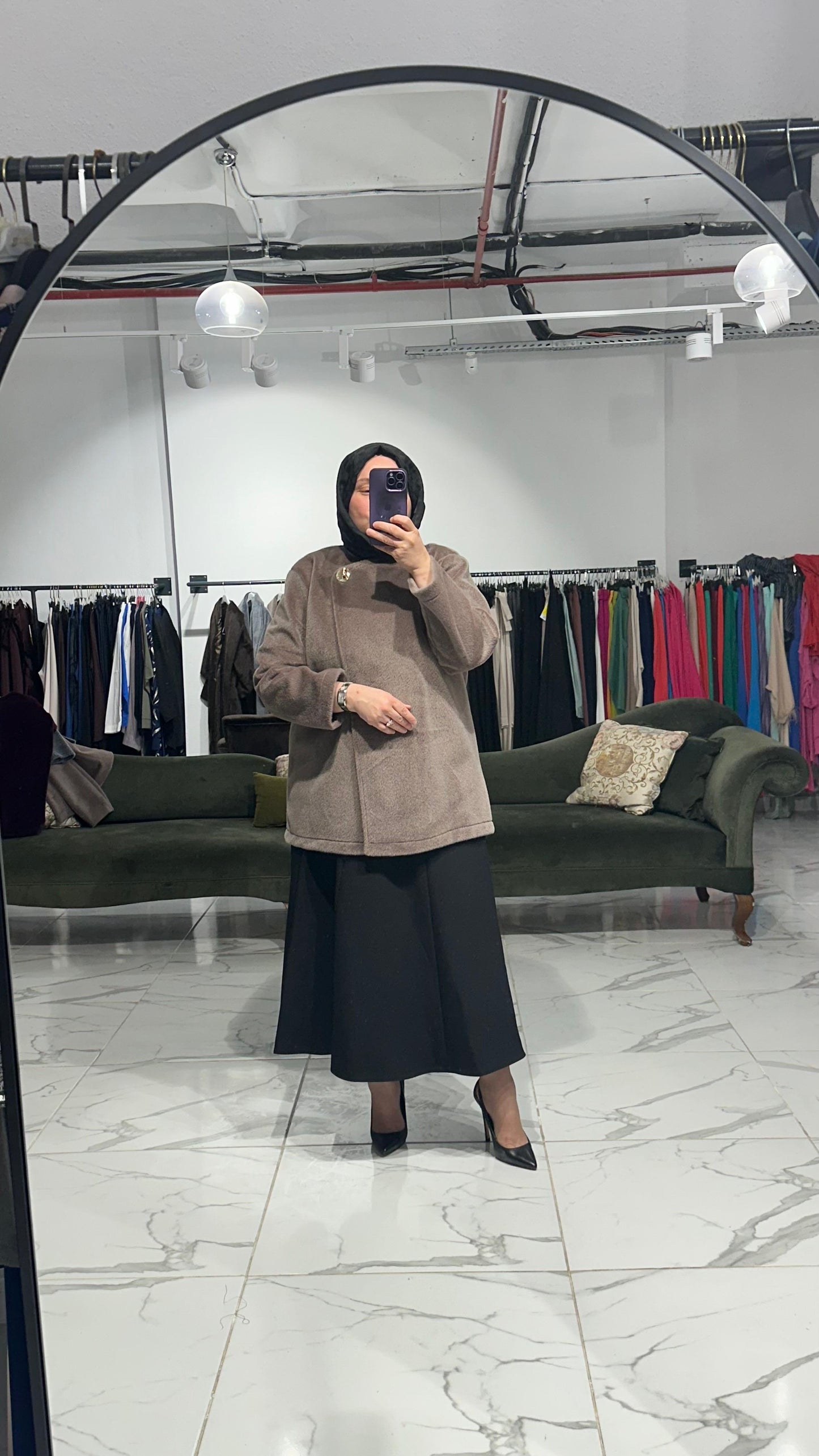 Tay Tüyü Yandan Kapama Astarlı Kaban