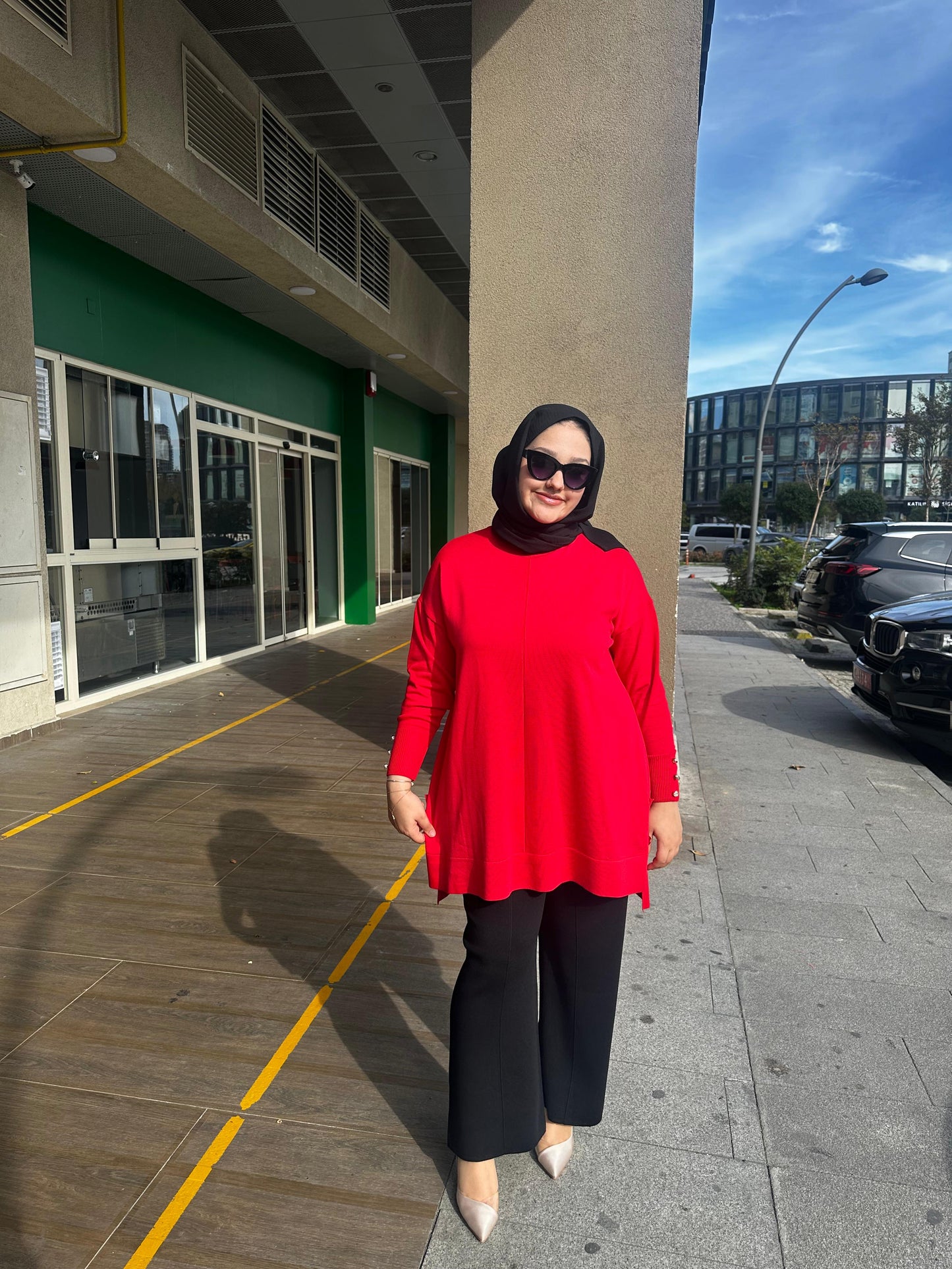 Merserize Soğuk İplik Örme Bluz Düğme Detaylı