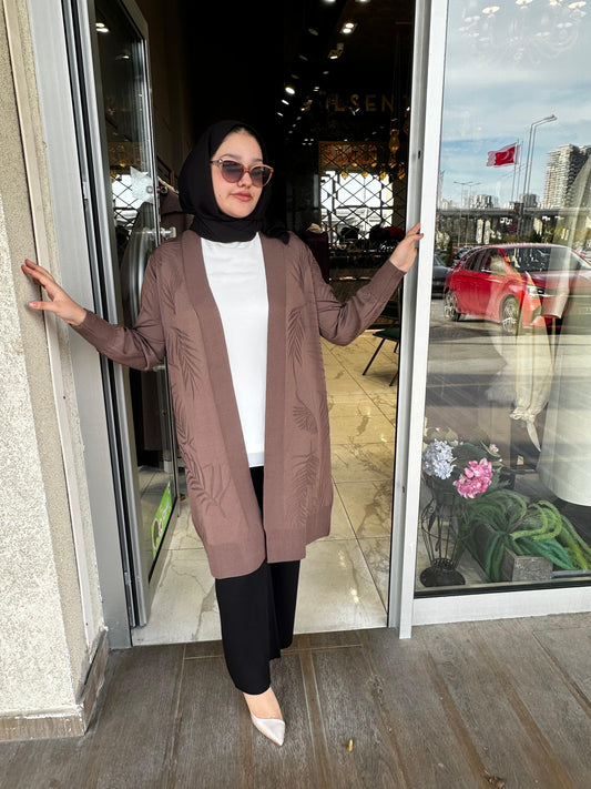 Yaprak Desen Merserize Hırka