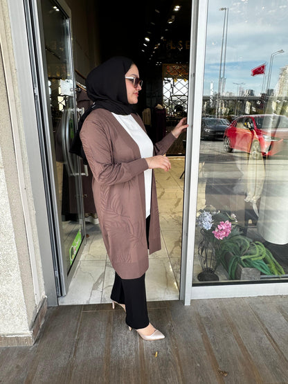 Yaprak Desen Merserize Hırka