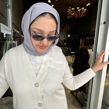 Yaka Fırfır Detay Merserize Hırka