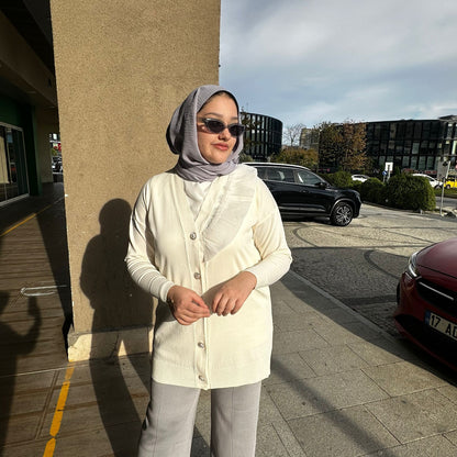 Yaka Fırfır Detay Merserize Hırka