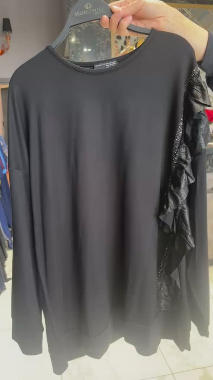 Fırfırlı Detaylı Taş Baskılı Tunik