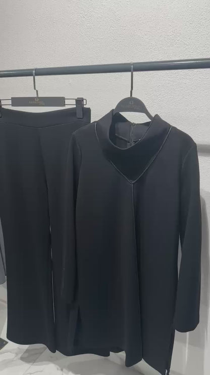 Üç İplik Dokuma Yaka Detay Garnili Pantolon Takım