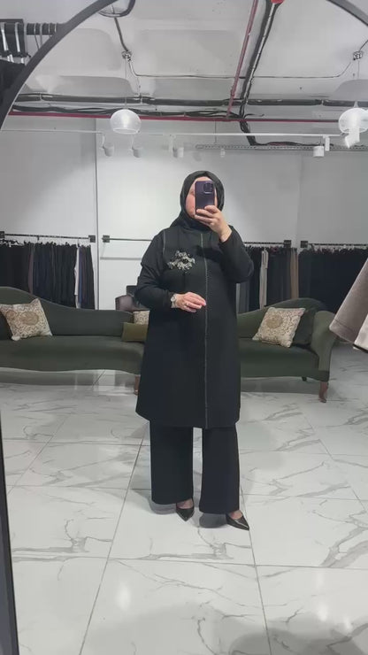 Oysho Kumaş Spor Dikişli Boncuk İşlemeli PantolonluTakım