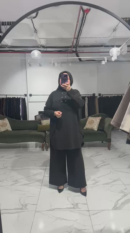 Yanı Kapaklı Ön Düğme Detay Pantolon Takım