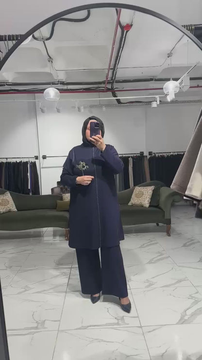 Oysho Kumaş Spor Dikişli Boncuk İşlemeli PantolonluTakım